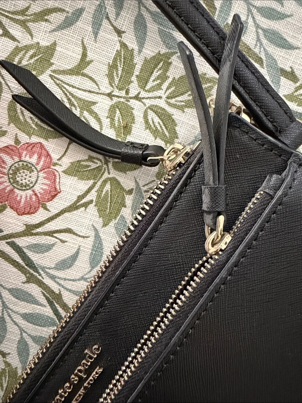 kate spade Black Leather Crossbody with Gold Hardware
